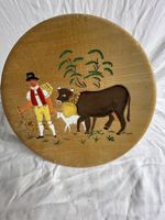 Rustikaler Melkstuhl mit Appenzeller Motiv, Handbemalt