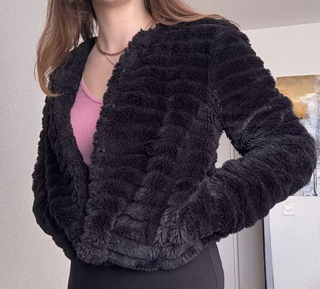 Only Teddyjacke Fake Fur Jacke Jacqueline de Yong schwarz S