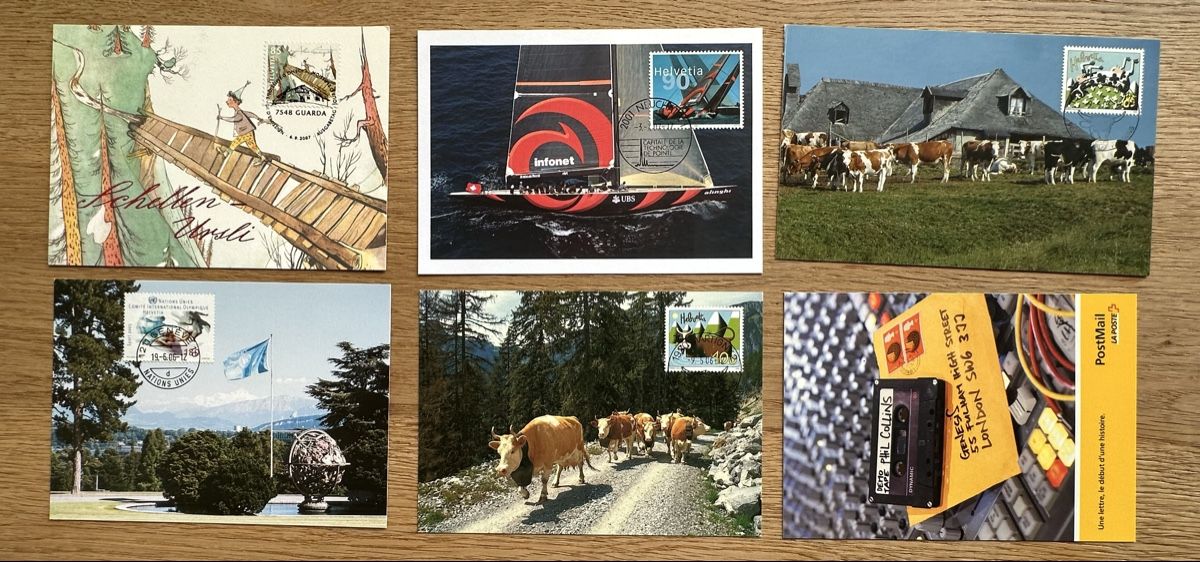 Tutti i francobolli: Schweiz - 6 Maximumkarten 2005-2007 – Usato da Schmitten / FR venduto da Samsara169