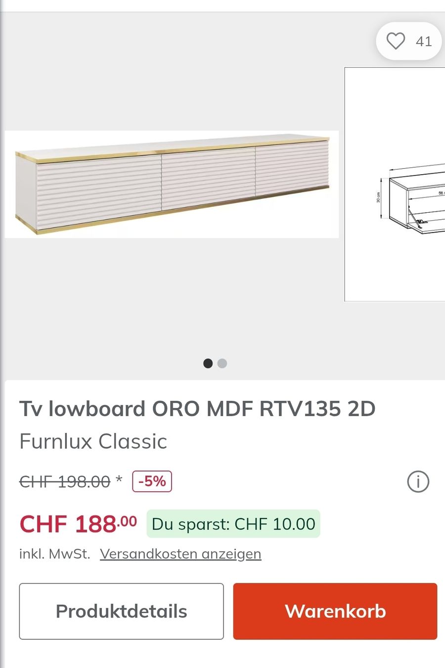 Mobili TV: Hängender TV-Schrank – Nuovo (secondo la descrizione) da Kappel SO venduto da xx7_tdy2 1
