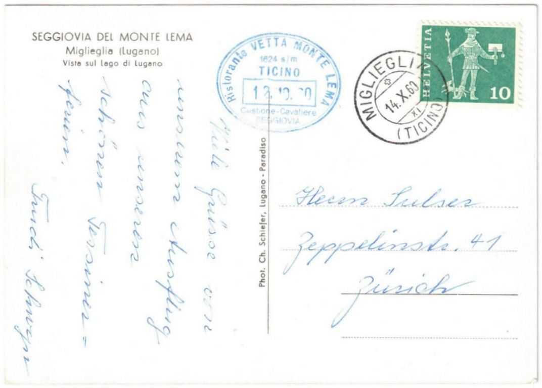Cartoline postali: Miglieglia - Sessellift Monte Lema – Usato da Binningen venduto da Mountainrider 1