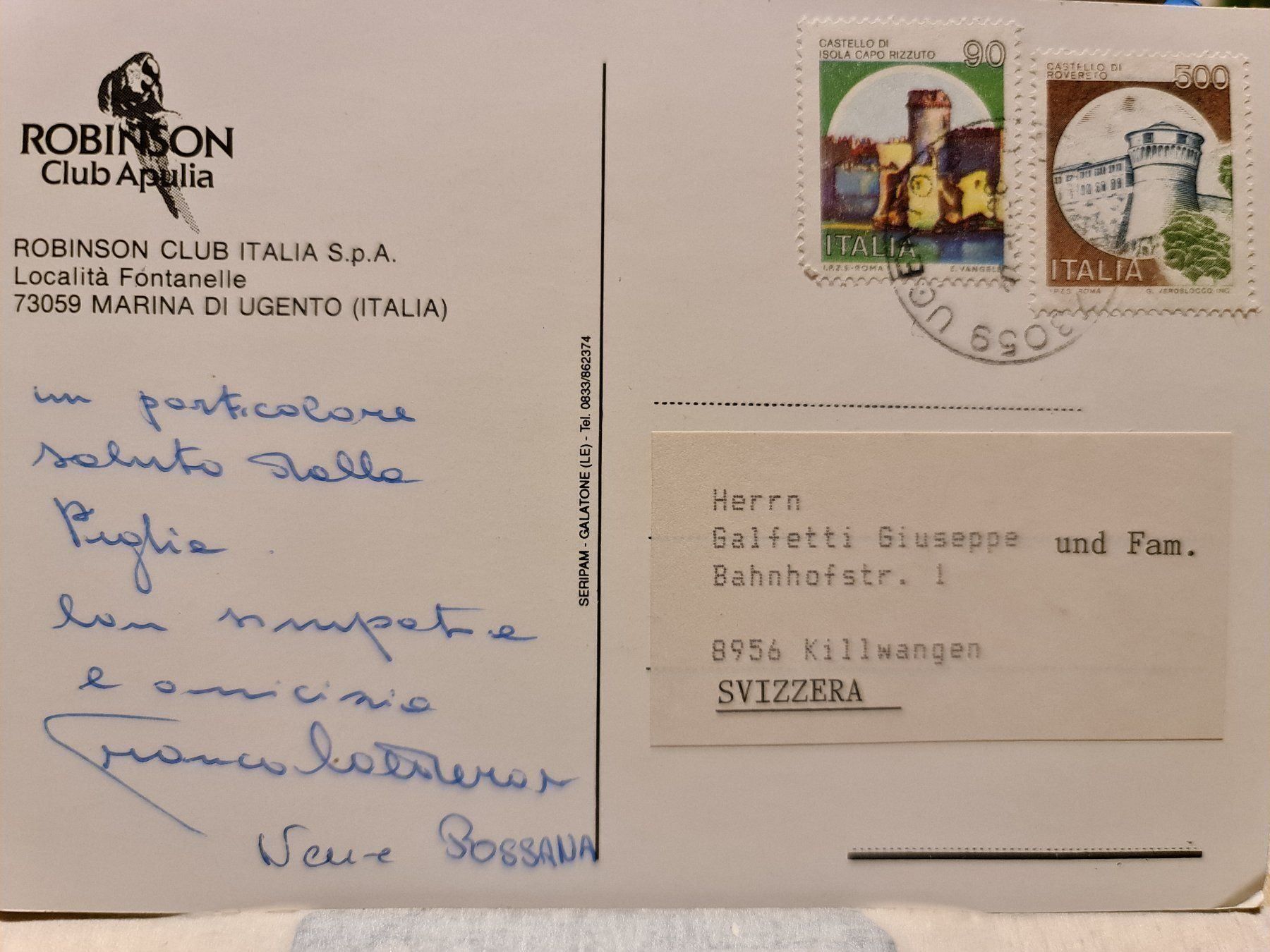 Ansichtskarten: Ansichtskarte Robinson Club Apulia – Gebraucht aus Dintikon von Vexi 1