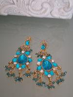 Vintage blau goldene.Ohrhänger