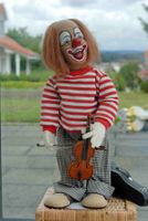 Clown mit Geige, Heidi Ott Original Künstlerpuppe, 48 cm