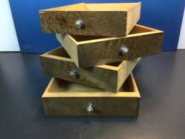 Antike kleine Holz Schubladen mit Griffen