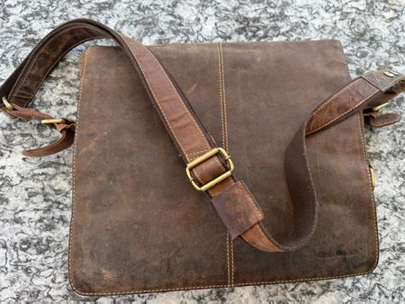 Umhaengetasche Leder GREEN BURRY braun guter Zustand