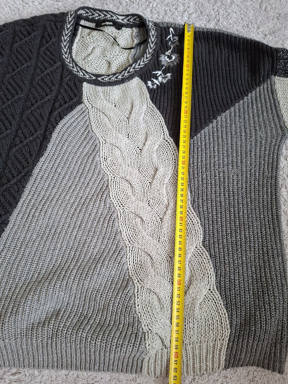 Desigual Pullover & Sweatshirts: Pull Desigual maille torsadée gris multicolore taille XL – Gebraucht aus Renens VD von ser_j2fn 2