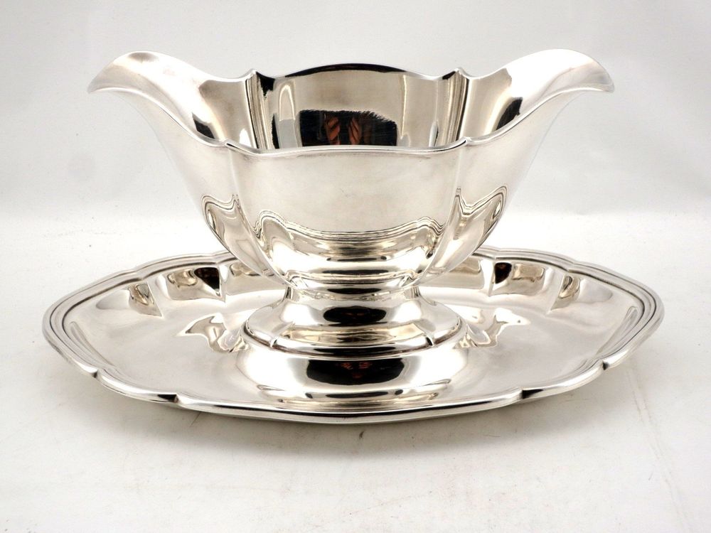 Belle saucière vintage en métal argenté Christofle