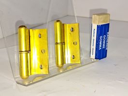 2 antike Möbel Scharniere, Höhe 5cm, Messing (LOT985#MBS3)