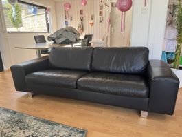 Ledersofa schwarz 3-Sitzer gebraucht guter Zustand