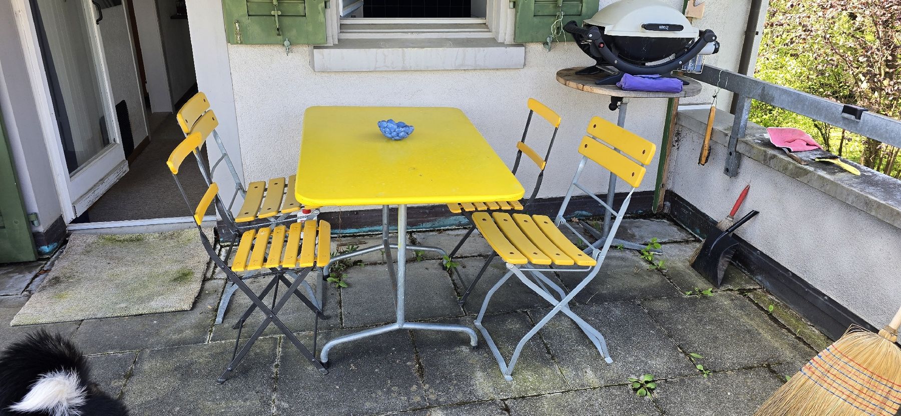 Tischset: vintage Gartentisch mit Klappstühlen , Metall Gartentisch – Gebraucht aus Zürich von Reni8048 2