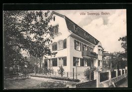 AK Baden, Hotel Villa Sonnegg, 1909