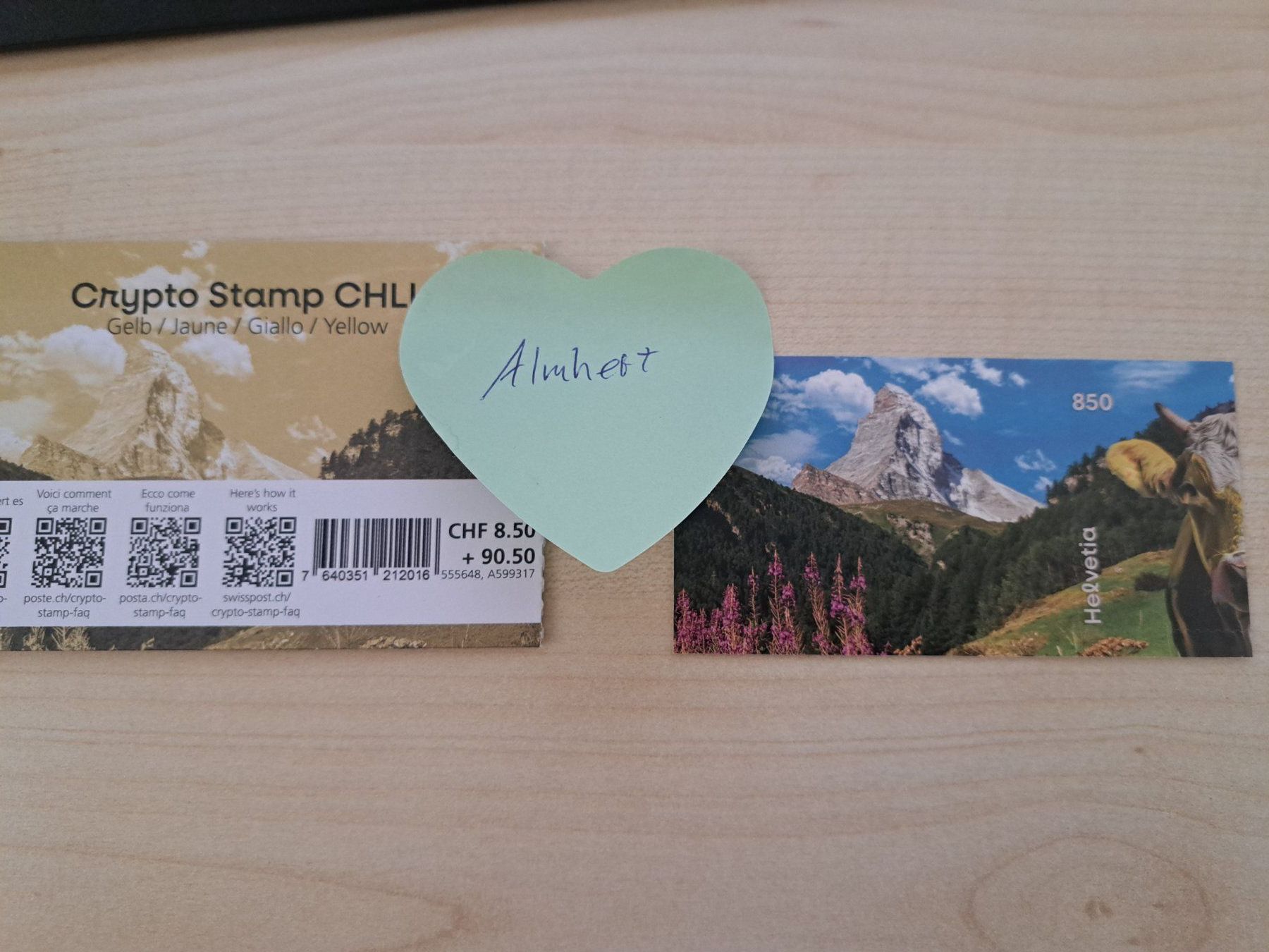 Tutti i francobolli: Schweiz Crypto Stamp CHLI Gelb** Almherz – Nuovo (secondo la descrizione) da Wetzikon ZH venduto da jse_xnn6