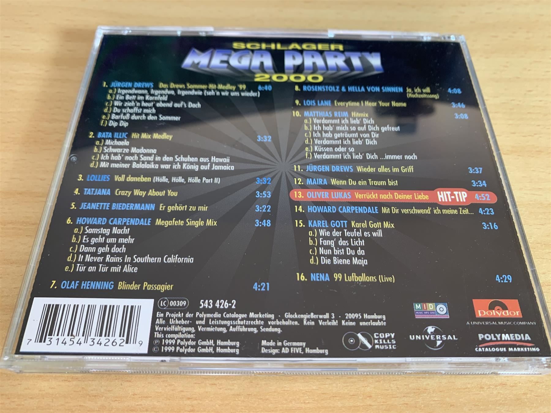 CD: Schlager Mega Party 2000 – Usato da Rikon im Tösstal venduto da Alpenmutz 1