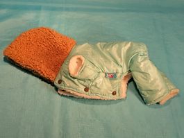 Gefütterter Hunde Wintermantel mit Kapuze, türkis, XS, R20cm