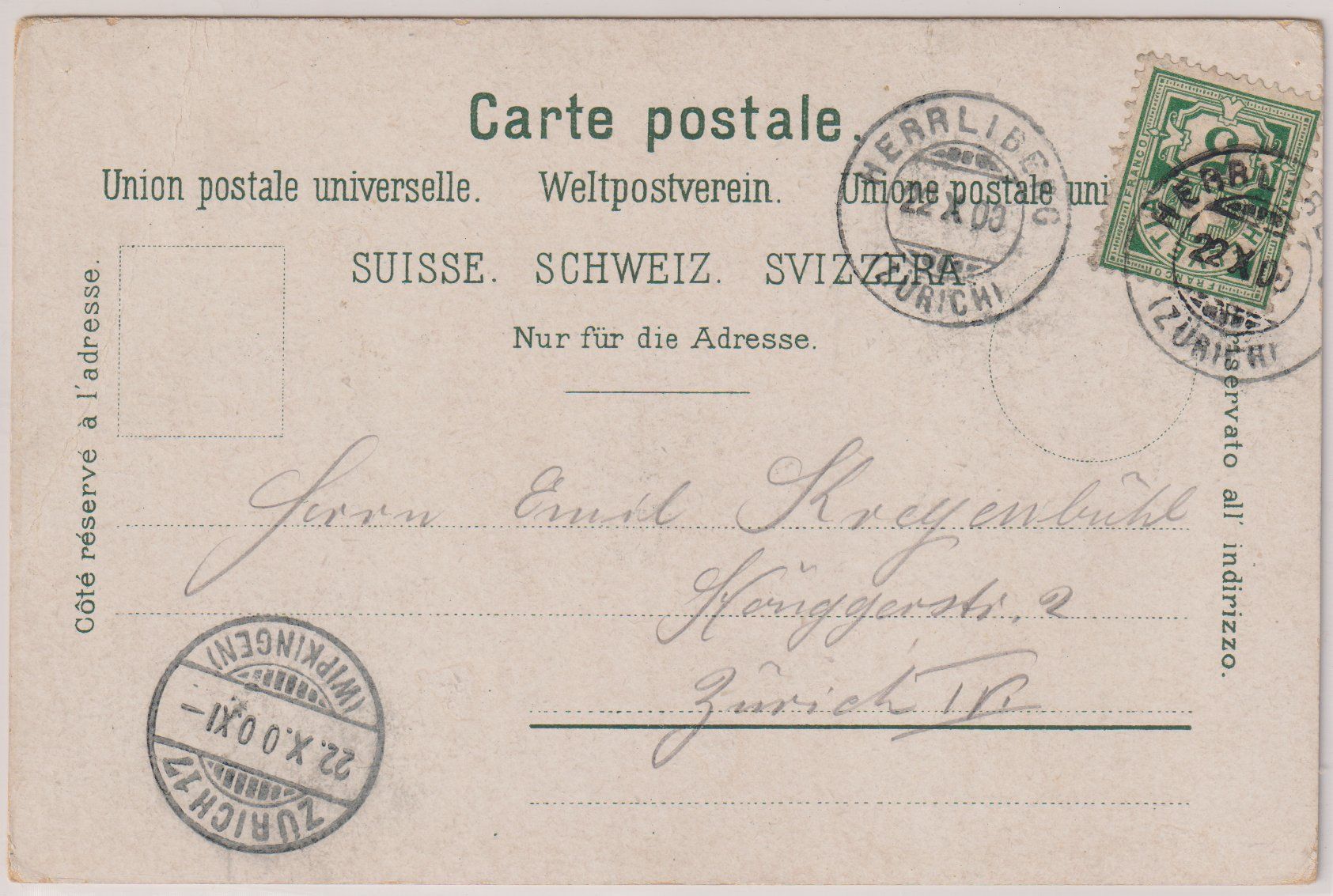 Cartoline postali: Ansichtskarte Herrliberg 1900 – Usato da Eschlikon TG venduto da PhilCon 1
