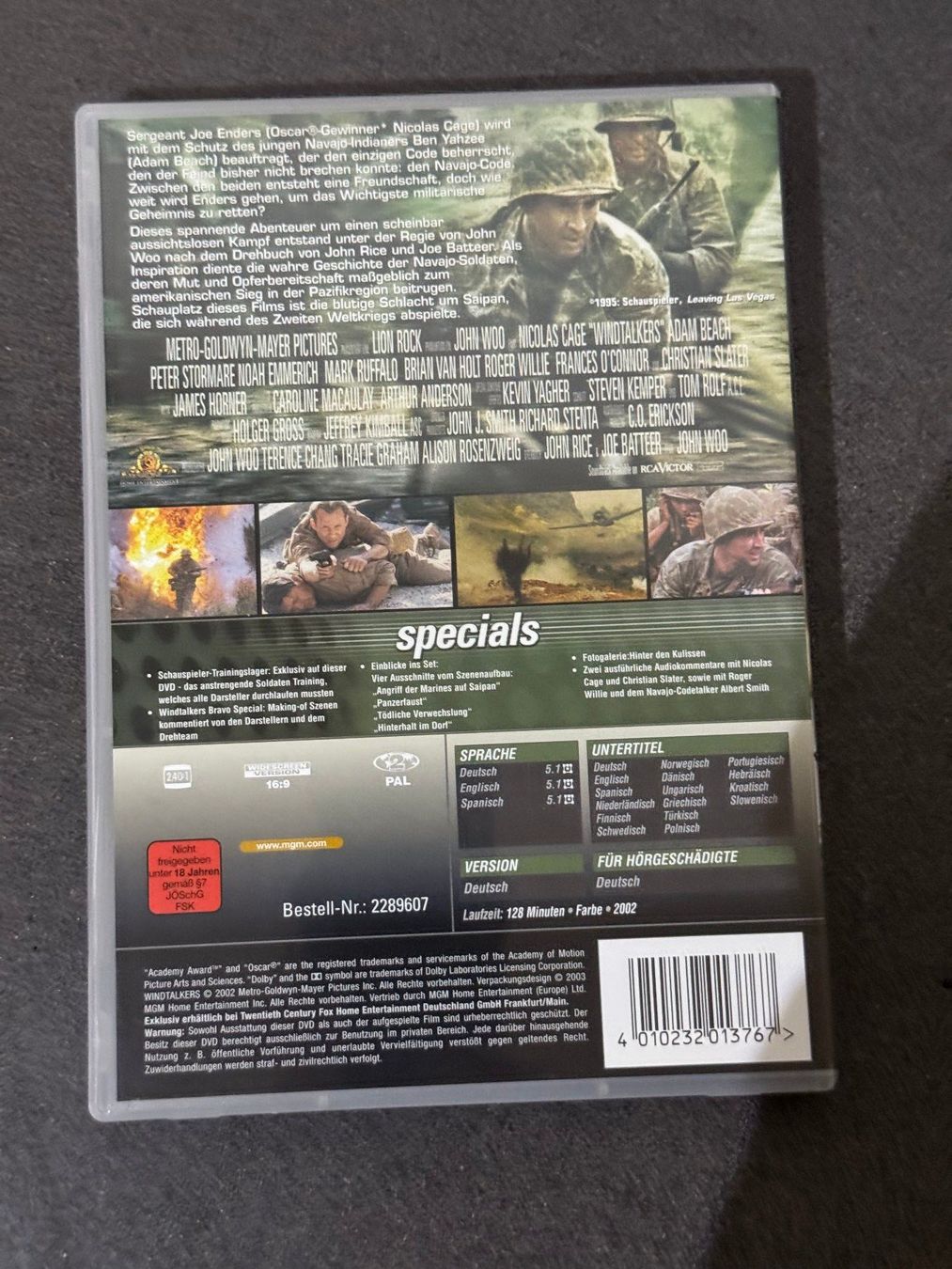 Tutti i DVDs: Windtalkers DVD DE/EN/SP mit Nicolas Cage – Usato da Fribourg venduto da tschjoly 1