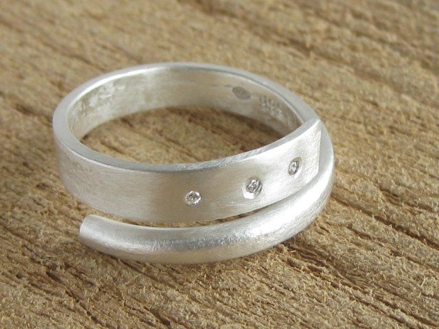 Anelli: massiv Silber Einzelstück Ring 999 + MP Diamant Gr. 58 – Nuovo (secondo la descrizione) da Ermatingen venduto da Decovin 2