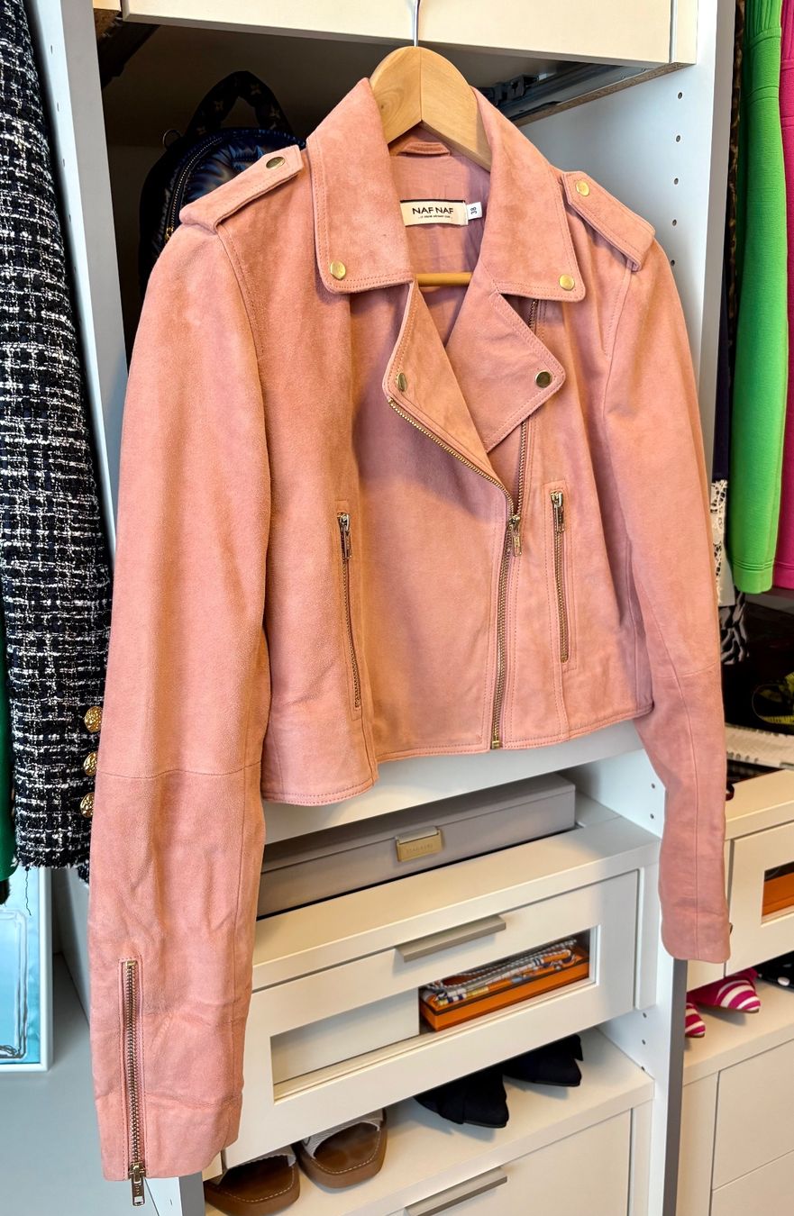 Nafnaf Giacche: Naf Naf - Perfecto en daim rose - 38 – Usato da Rolle venduto da elisolle 1