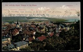 AK Biel, Stadt und die Alpen