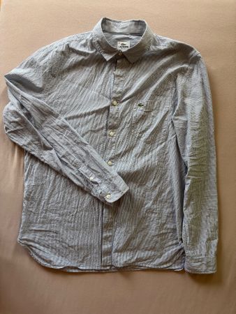 Lacoste Herren Hemd, Grösse 42, weiss/blau gestreift