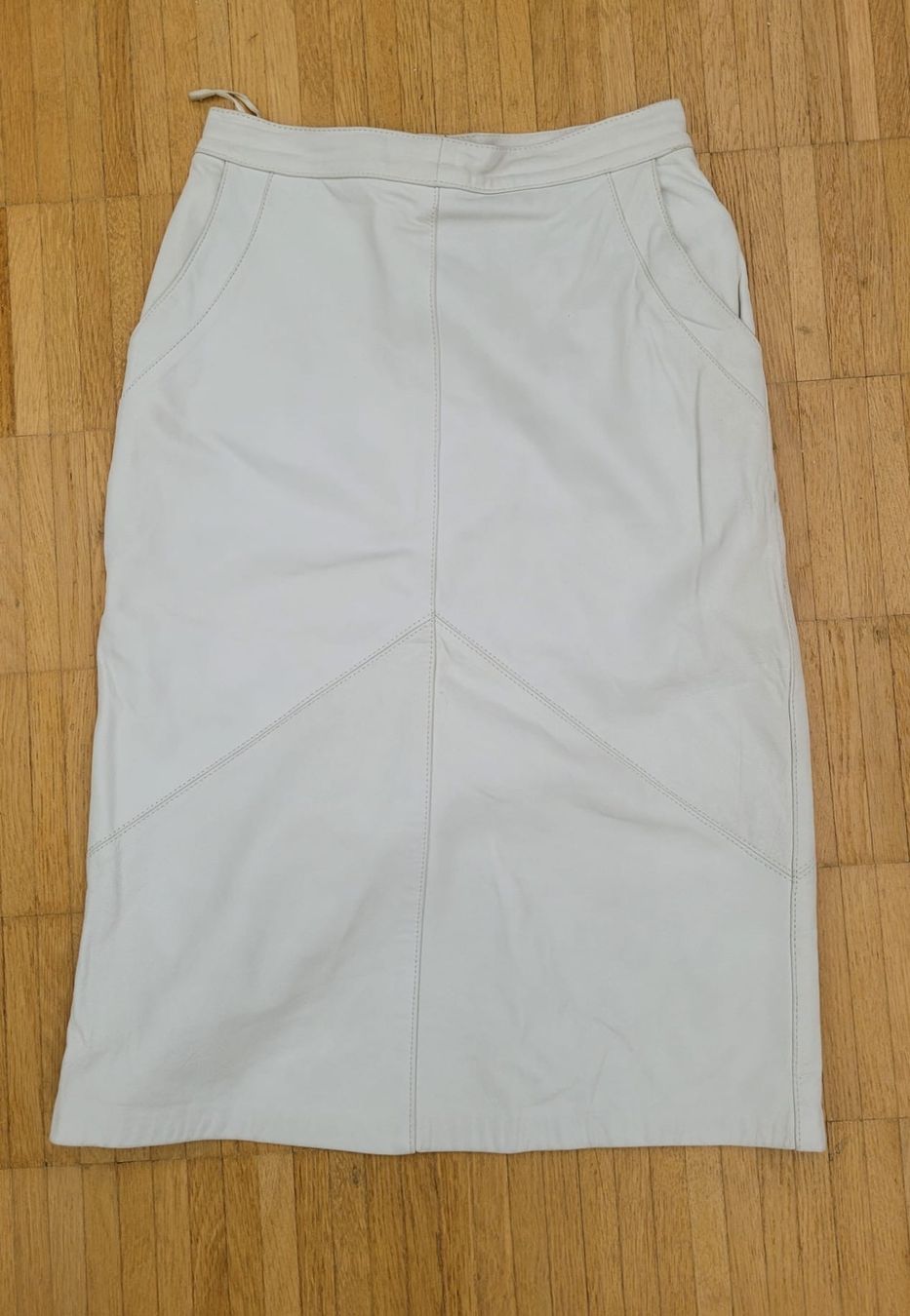 Gonne: Jupe en cuir véritable, couleur crème – Usato da Villars-sur-Glâne venduto da vie_5d9b