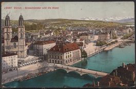 Zürich, Grossmünster und die Alpen
