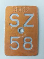Velonummer SZ 58 Mofanummer plaque Mofa