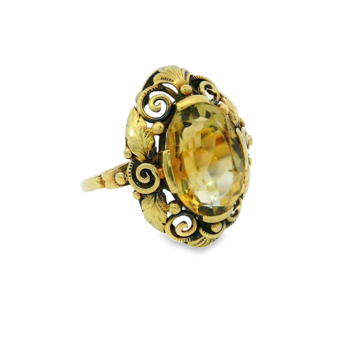 Anelli: Antik 14k 585 Gold Citrin Statement Ring – Usato da Embrach venduto da estzeh1 2