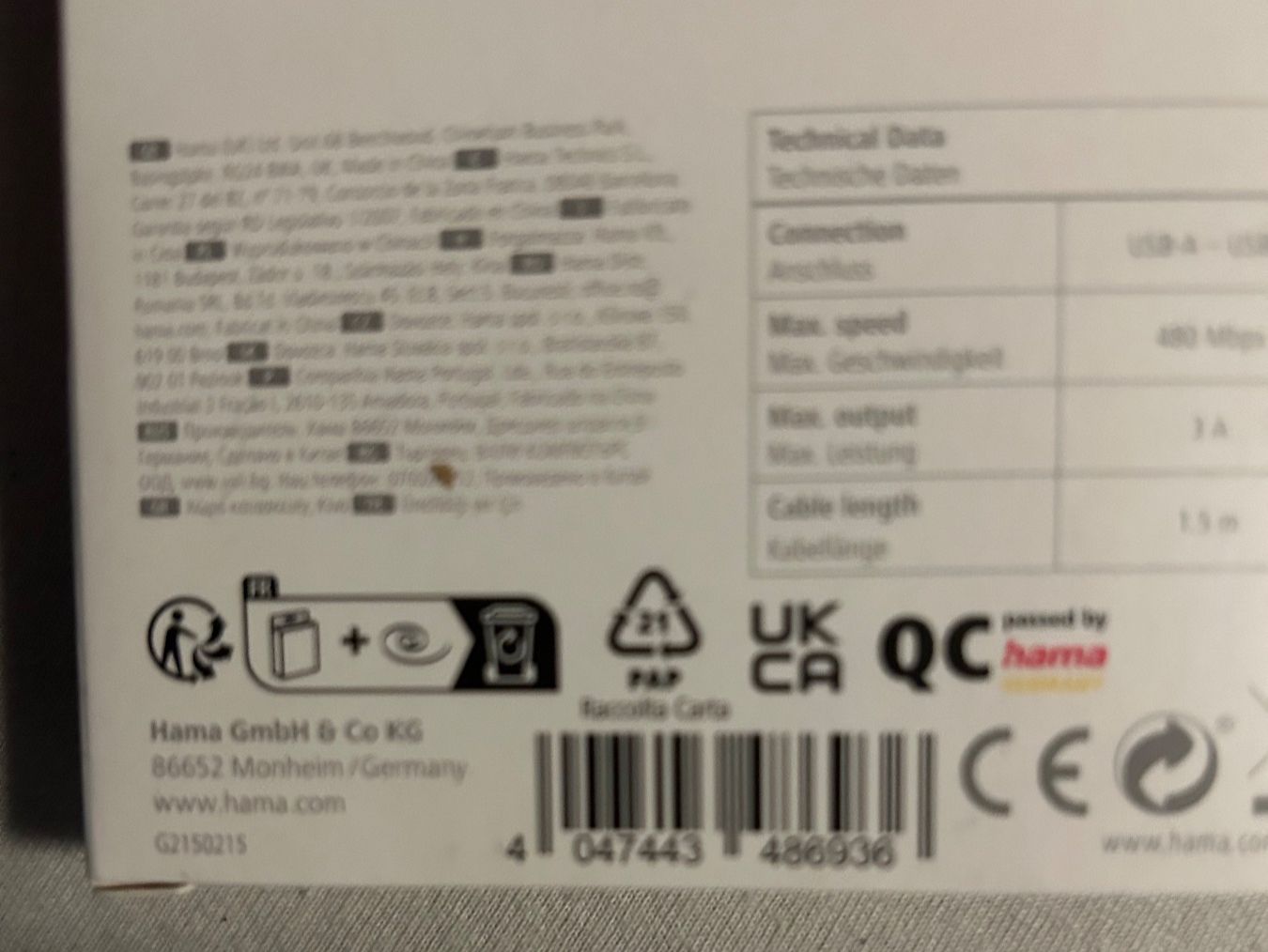 Hama Cavi: USB Kabel HAMA 1,5 m – Nuovo e nell'imballaggio originale da Obergösgen venduto da Andre118 3