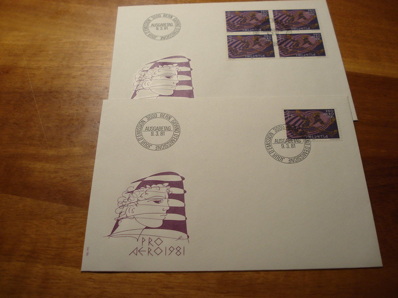 Tous les timbres: Marke Pro Aero 1981, FDC Einzel  + 4erblock – D'occasion à Niederwil AG par morostahu 1