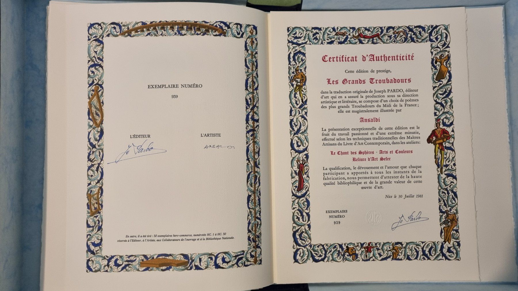 Libri: Les Grands Troubadours - Edition de Luxe Sefer – Usato da St-Aubin-Sauges venduto da naxal 5