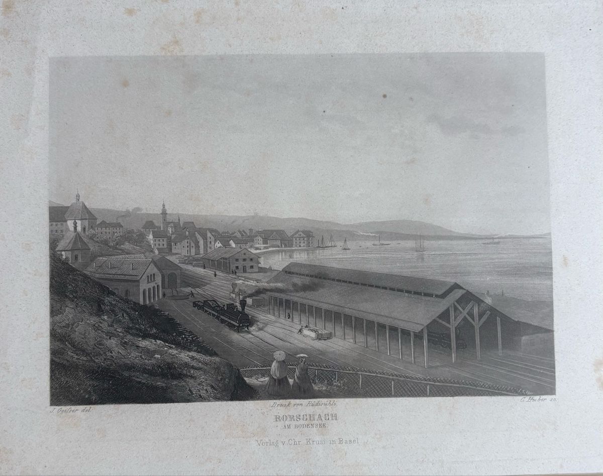 Gravures: Stich Rorschach Bahnhof 1856 – D'occasion à Goldach par Lebel 1