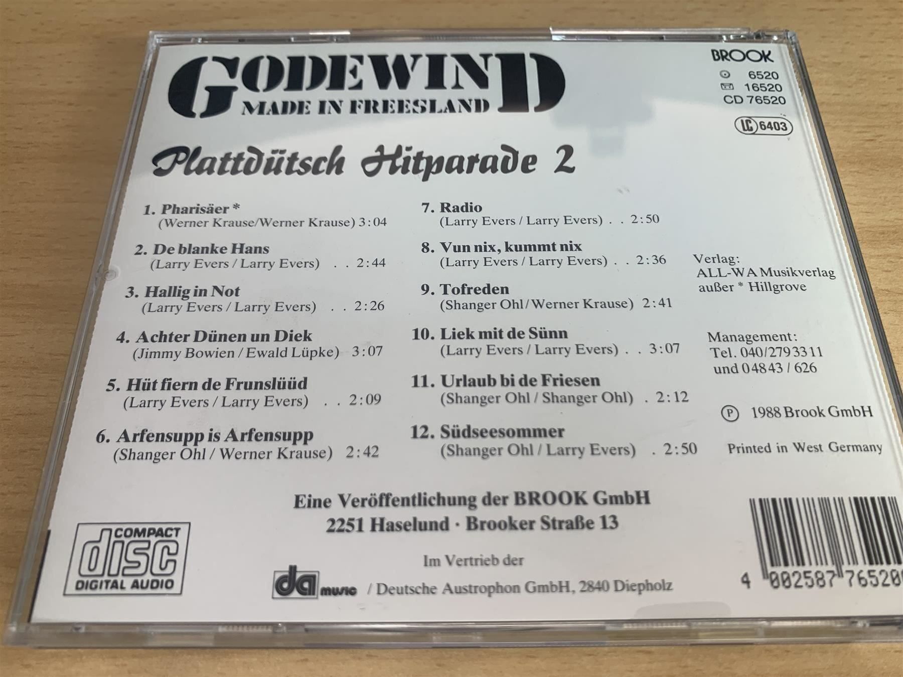 CDs: Godewind – Plattdütsch Hitparade 2 – Gebraucht aus Rikon im Tösstal von Alpenmutz 1