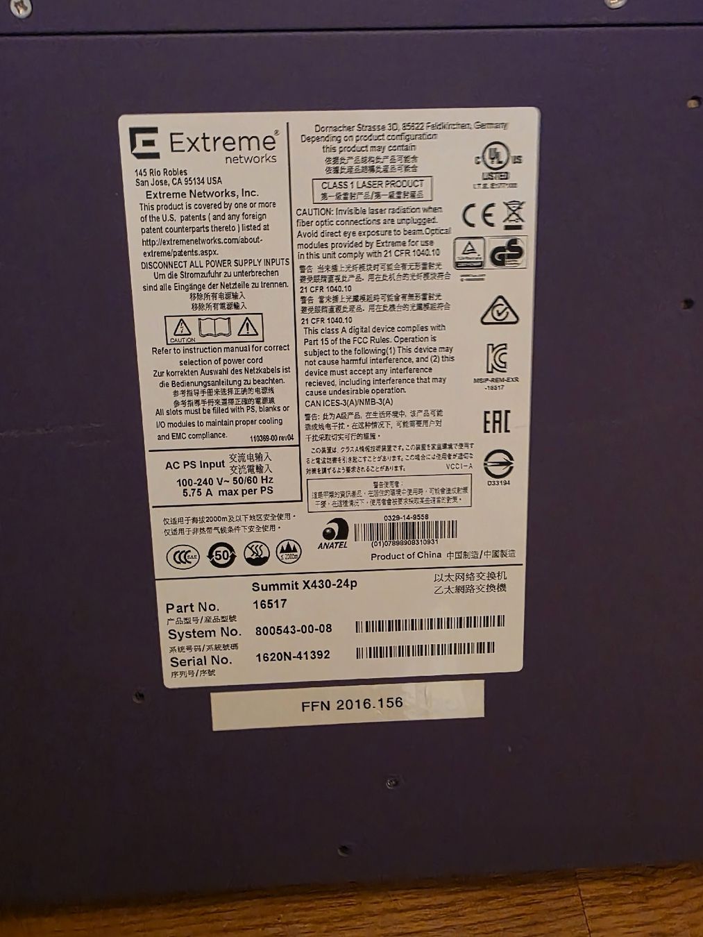 Hub & Switch: Extreme Networks Summit X430-24p Switch – Usato da Sevelen venduto da Mister.X 2