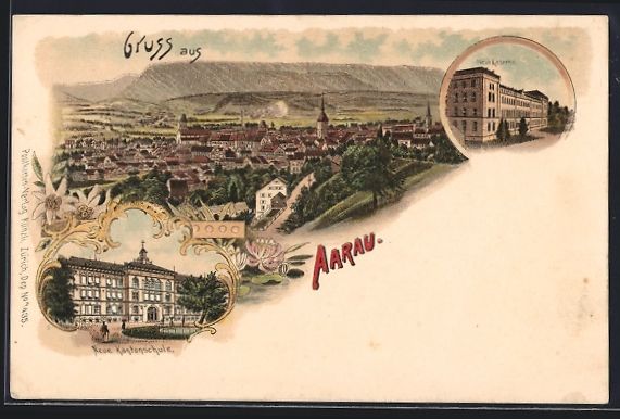Ansichtskarten: Litho Aarau, Neue Kaserne, Neue Kantonsc – Gebraucht aus Berlin von bartko-reher