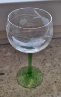 6 grüne Römergläser mit Blumendesign, Vintage Glas top!