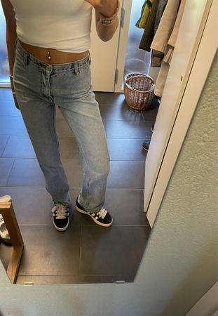 Blaue Straight Leg Jeans