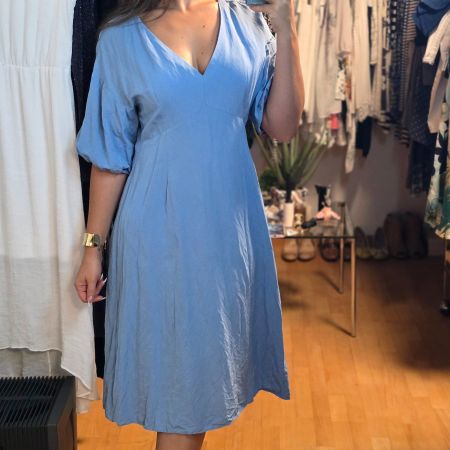 Damen Kleid L Hellblau Ballonärmel Elegant Sommer