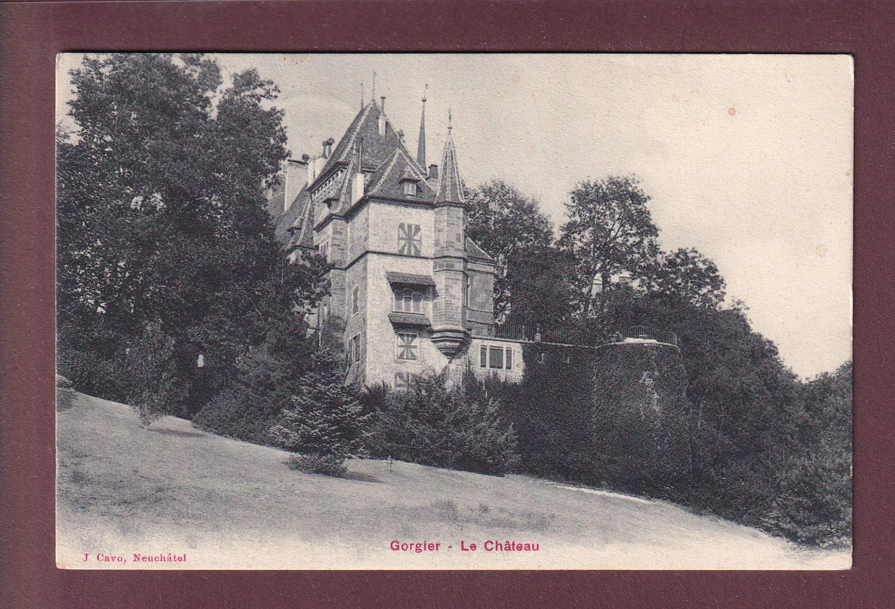 Cartoline postali: GORGIER - Le Château - 1911 – Usato da Pully venduto da nicecards
