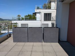 3x Grosse Outdoor-Pflanztöge Anthrazit (90x90x50cm)