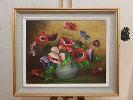 Blumenstillleben "Anemonen" – Signiert Vittore