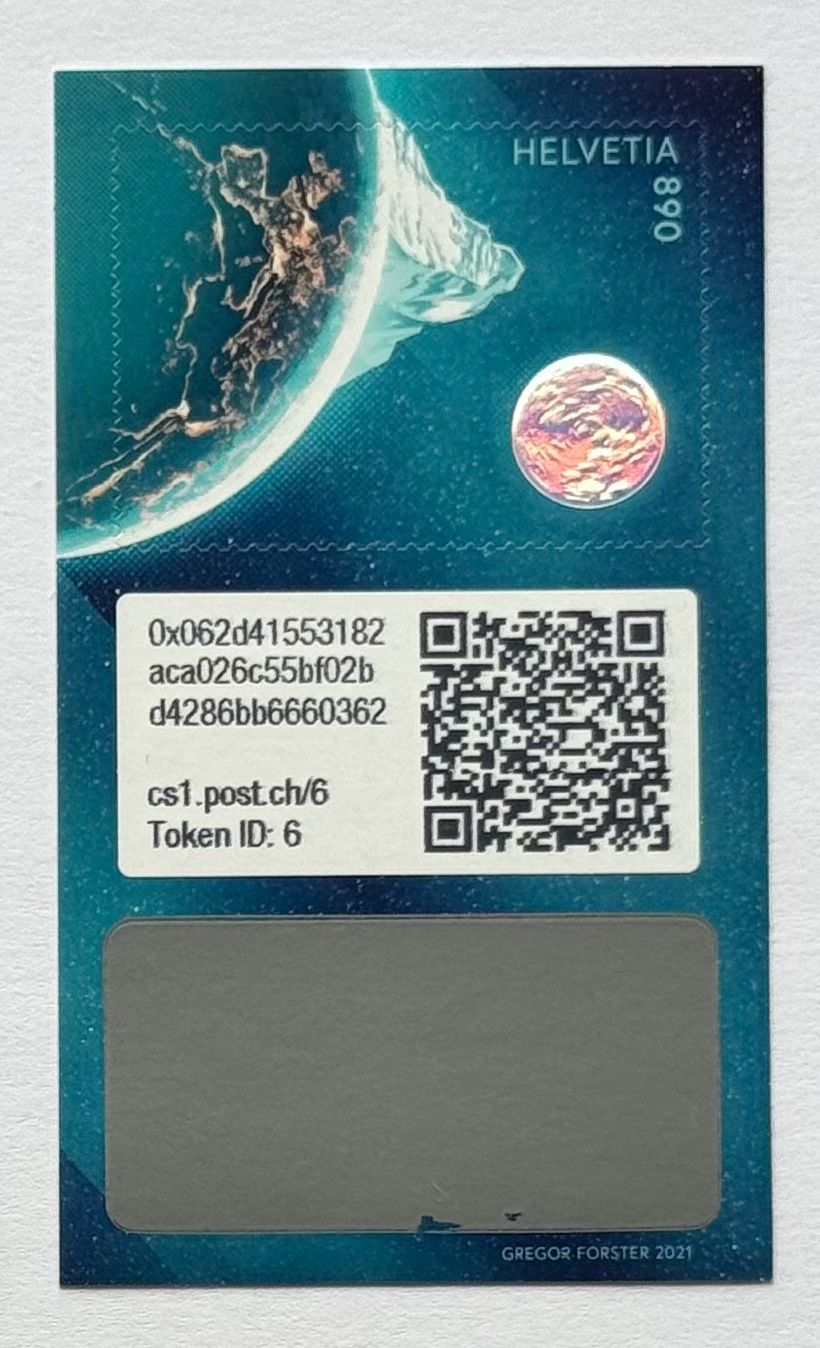 Tutti i francobolli: Swiss Crypto Stamp 1.0 - ID6 Dufourspitze mit NFT – Nuovo e nell'imballaggio originale da Baar venduto da ricjon