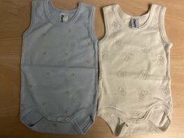 2er Pack ewers Baby Bodys Gr. 62, Weiss/Hellblau, neuwertig