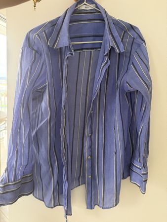 Mango shirt striped blue long sleeve