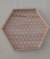 Schönes Holztablett sechseckig, Vintage Look, NEU
