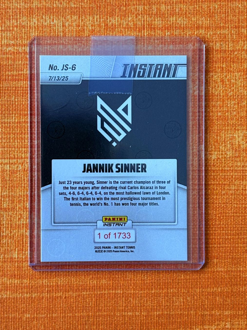 Panini Carte collezionabili: Jannik Sinner Panini Instant JS6 2025 – Nuovo (secondo la descrizione) da Glattpark(Opfikon) venduto da GiuxTradingCards 3