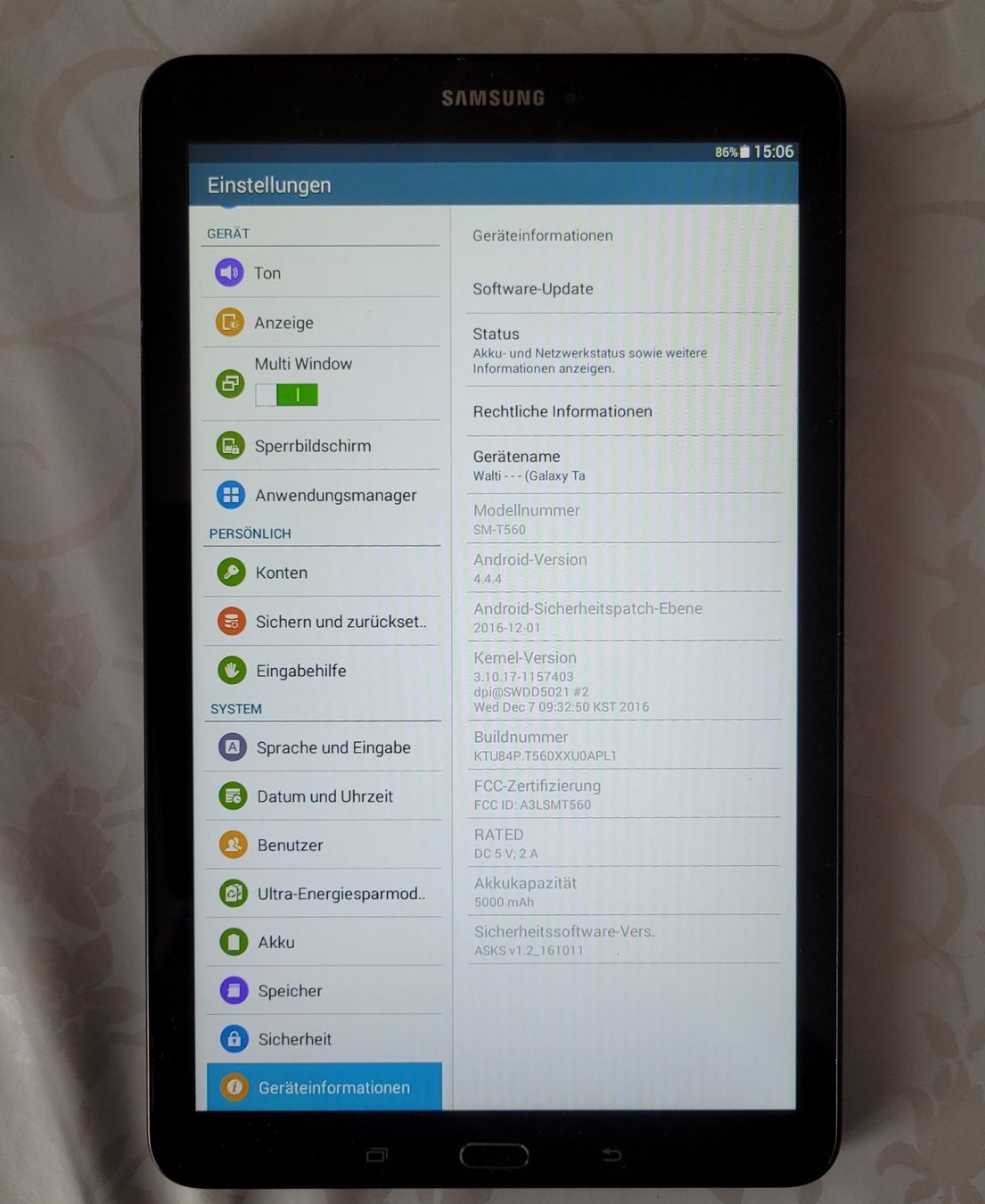 Samsung Tablet PC: Tablet Samsung Galaxy Tab E SM-T560 Schwarz – Defekt aus Dörflingen von tucson16 4