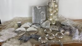 Weihnachts Dekoration, silber, creme