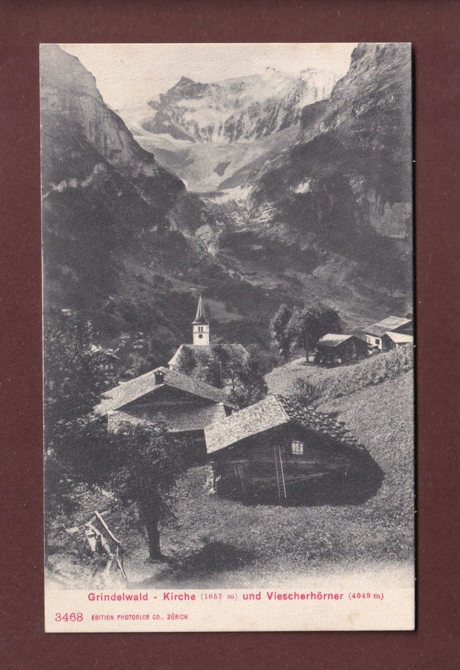 Cartoline postali: GRINDELWALD - Teil mit Kirche – Usato da Pully venduto da nicecards